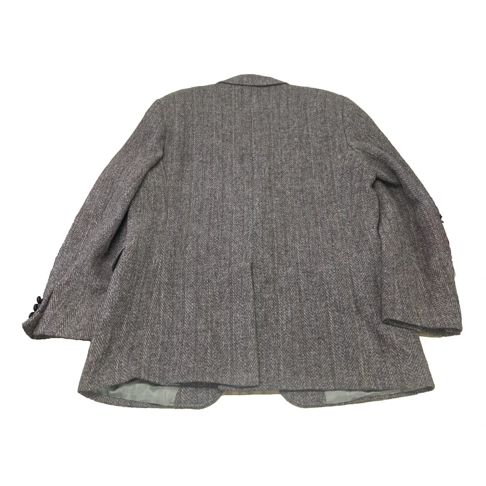 Harris Tweed Mens Herringbone Blazer Jacket 44R Pure Scottish Wool Unstructured